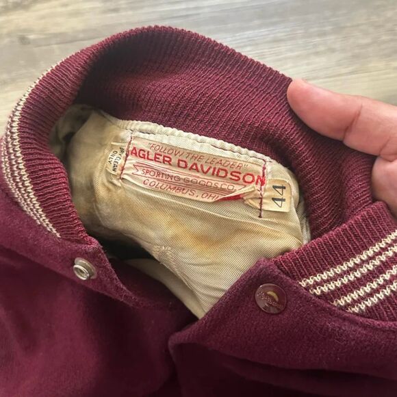 Vintage 40s Columbus Academy Vikings Varsity Jacket Size 44 Chain Stitched - Picture 7 of 8